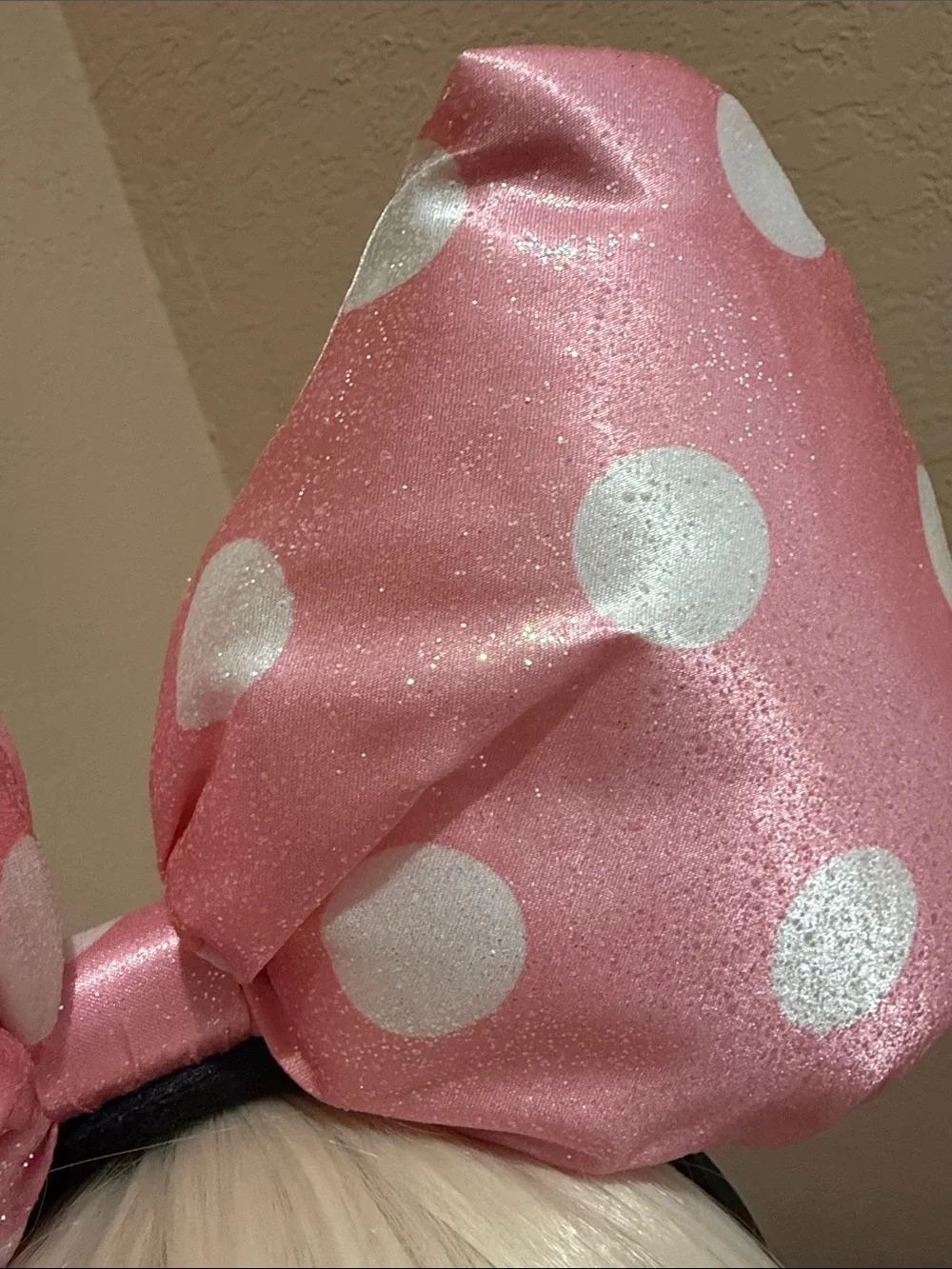 HALLOWEEN Cosplay Disney Vintage Pink Polka Dot Minnie Bow Headband